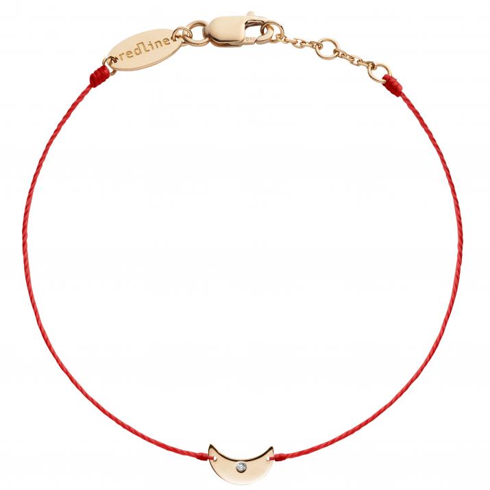 Bracelet fil croissant de lune or rose avec diamant - Redline - 0++
