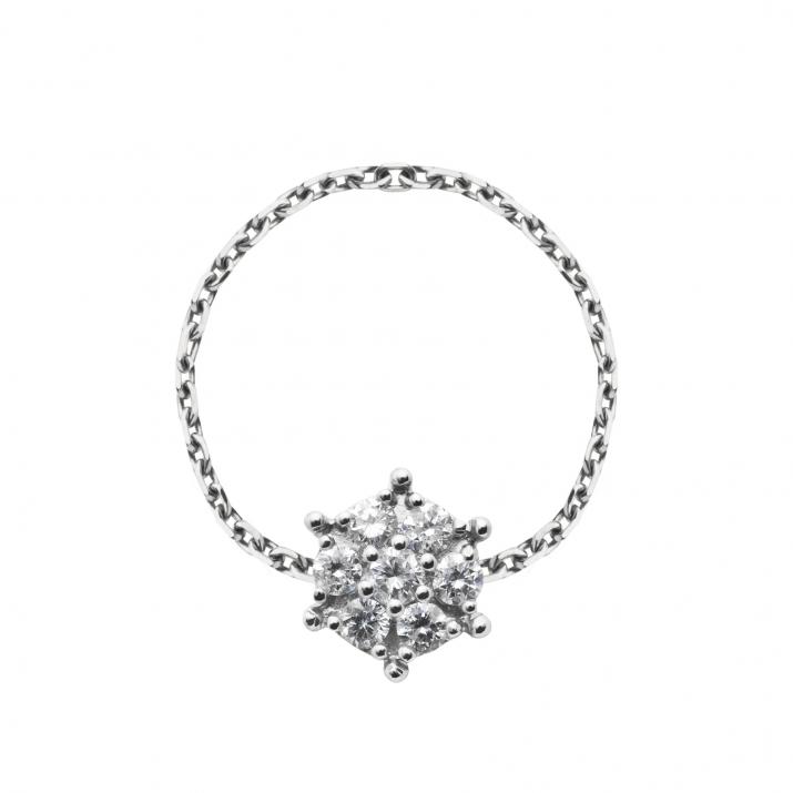 Bague chaîne étoile or blanc avec diamants - Redline