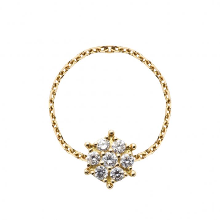 Bague chaîne étoile or jaune avec diamants - Redline