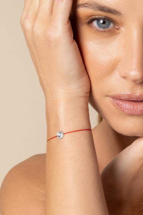 Bracelet fil avec diamants 0.26 carat en serti clos or blanc - Redline - 0++