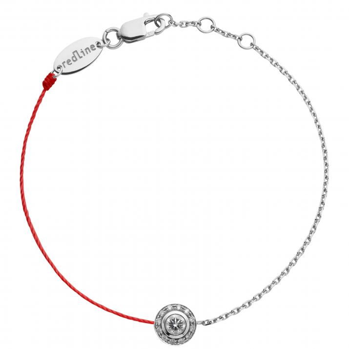 Bracelet fil et chaîne avec diamants 0.26 carat en serti clos or blanc - Redline - 0++