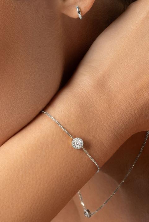 Bracelet chaîne avec diamants 0.26 carat en serti clos or blanc - Redline - 0++