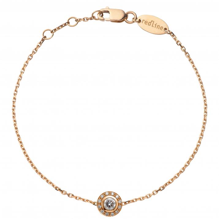 Bracelet chaîne avec diamants 0.26 carat en serti clos or rose - Redline - 0++
