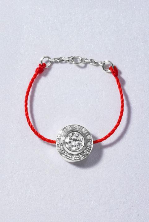 Bague fil avec diamants 0.26 carat en serti clos or blanc - Redline - 0++