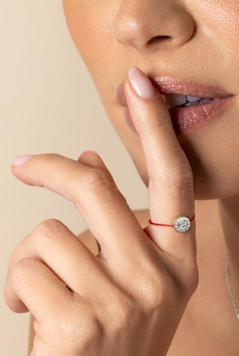 Bague fil avec diamants 0.26 carat en serti clos or blanc - Redline - 0++