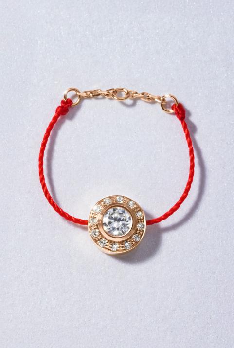 Bague fil avec diamants 0.26 carat en serti clos or rose - Redline - 0++