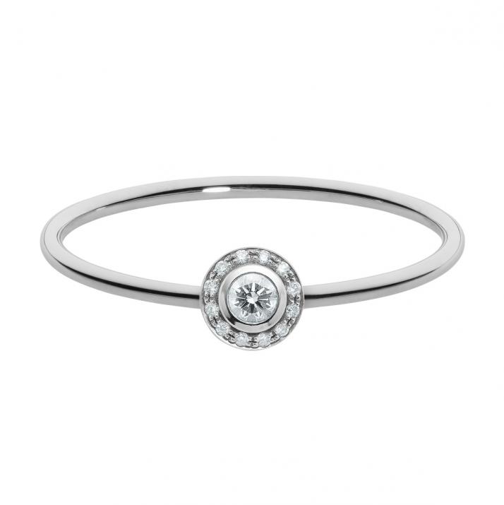 Bague jonc avec diamants 0.26 carat en serti clos or blanc - Redline