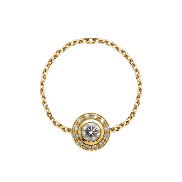 Bague chaîne avec diamants 0.26 carat en serti clos or jaune - Redline