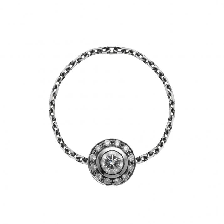 Bague chaîne avec diamants 0.26 carat en serti clos or noir - Redline