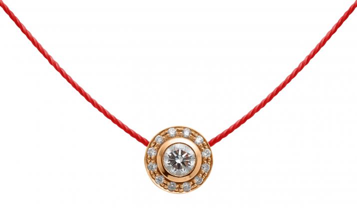 Collier fil avec diamants 0.26 carat en serti clos or rose - Redline - 0++