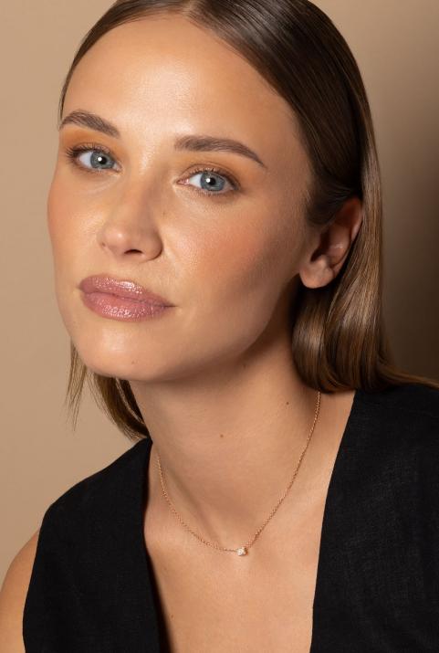 Collier chaîne avec diamant 0.10 carat en serti carré or rose - Redline - 0++