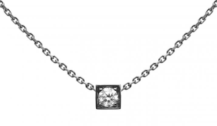 Collier chaîne avec diamant 0.10 carat en serti carré or noir - Redline - 0++