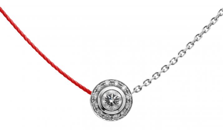 Collier fil et chaîne avec diamants 0.26 carat en serti clos or blanc - Redline
