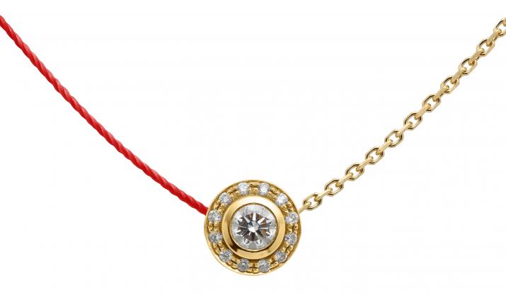 Collier fil et chaîne avec diamants 0.26 carat en serti clos or jaune - Redline
