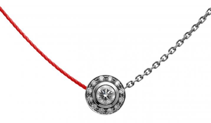 Collier fil et chaîne avec diamants 0.26 carat en serti clos or noir - Redline