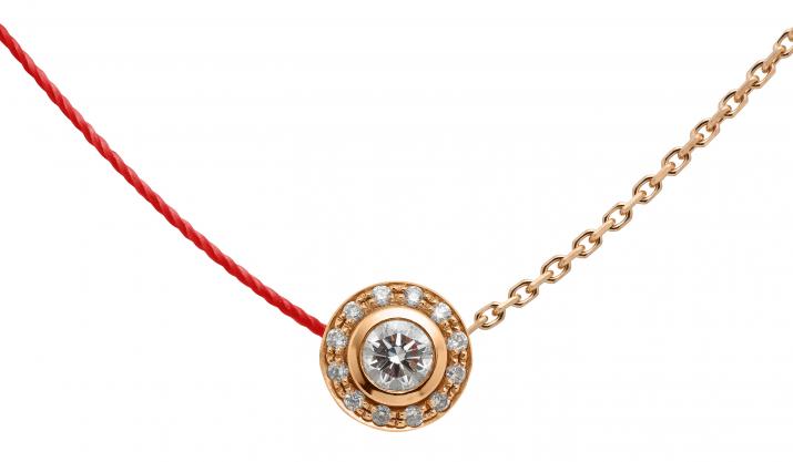 Collier fil et chaîne avec diamants 0.26 carat en serti clos or rose - Redline