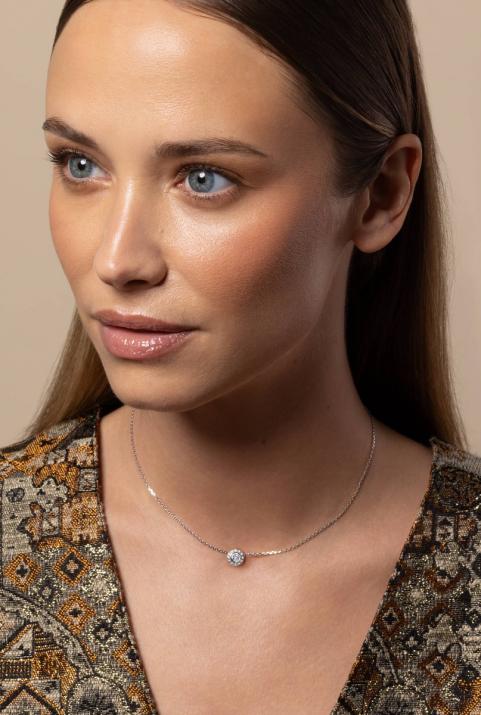 Collier chaîne avec diamants 0.26 carat en serti clos or blanc - Redline - 0++