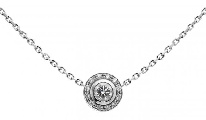 Collier chaîne avec diamants 0.26 carat en serti clos or blanc - Redline - 0++
