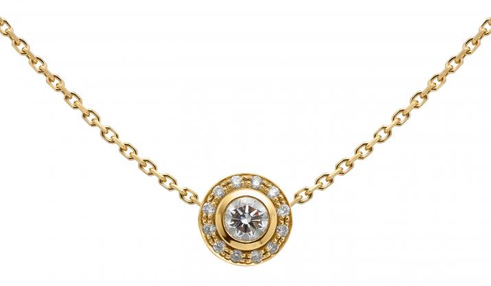 Collier chaîne avec diamants 0.26 carat en serti clos or jaune - Redline - 0++