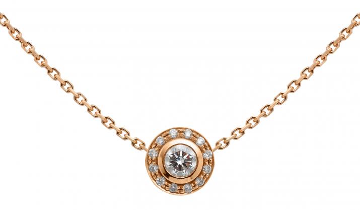 Collier chaîne avec diamants 0.26 carat en serti clos or rose - Redline - 0++