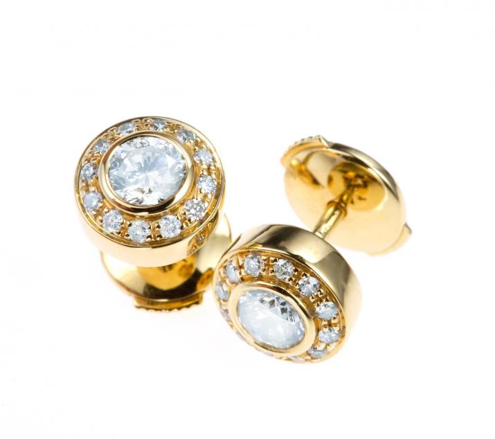 Boucles d'oreilles avec diamants 0.52 carat en serti clos or jaune - Redline - 0++