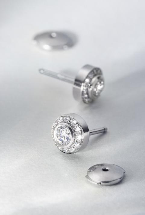Boucles d'oreilles avec diamants 0.52 carat en serti clos or blanc - Redline - 0++