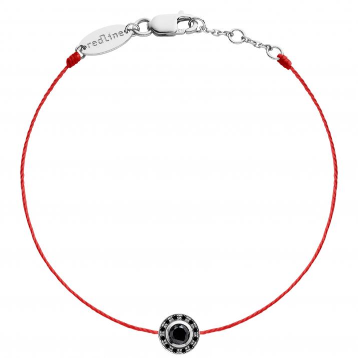 Bracelet fil avec diamants noirs 0.26 carat en serti clos or blanc - Redline