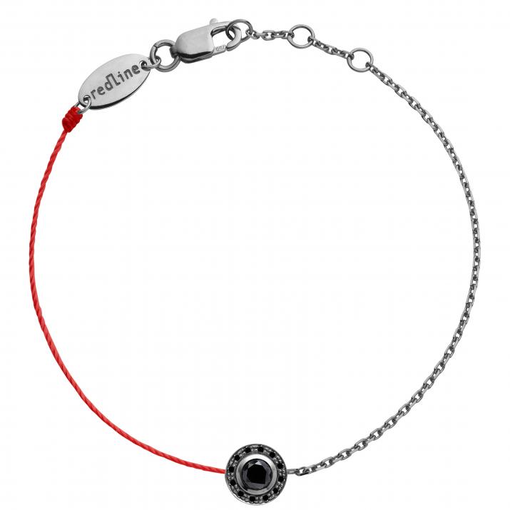 Bracelet homme fil et chaîne avec diamant 0.26 carats en serti clos or noir - Redline - 0++