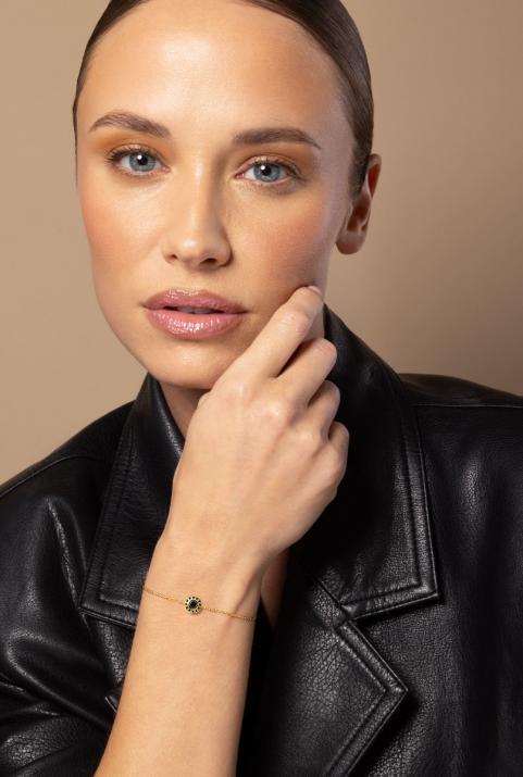 Bracelet chaîne avec diamants noirs 0.26 carat en serti clos or jaune - Redline - 0++
