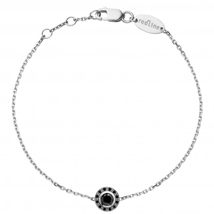 Bracelet chaîne avec diamants noirs 0.26 carat en serti clos or blanc - Redline