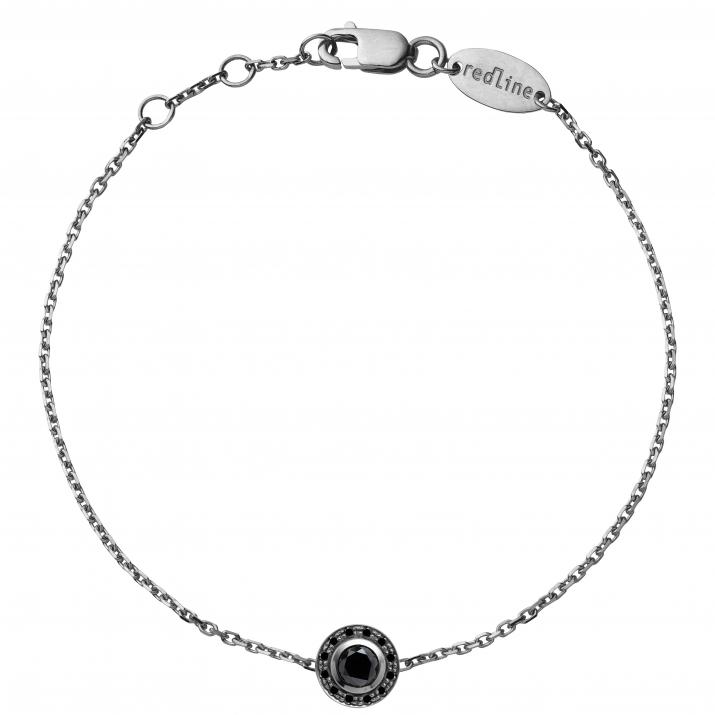 Bracelet chaîne avec diamants noirs 0.26 carat en serti clos or noir - Redline
