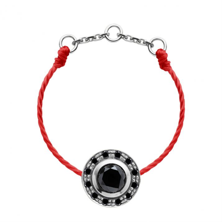 Bague fil avec diamants noirs 0.26 carat en serti clos or blanc - Redline