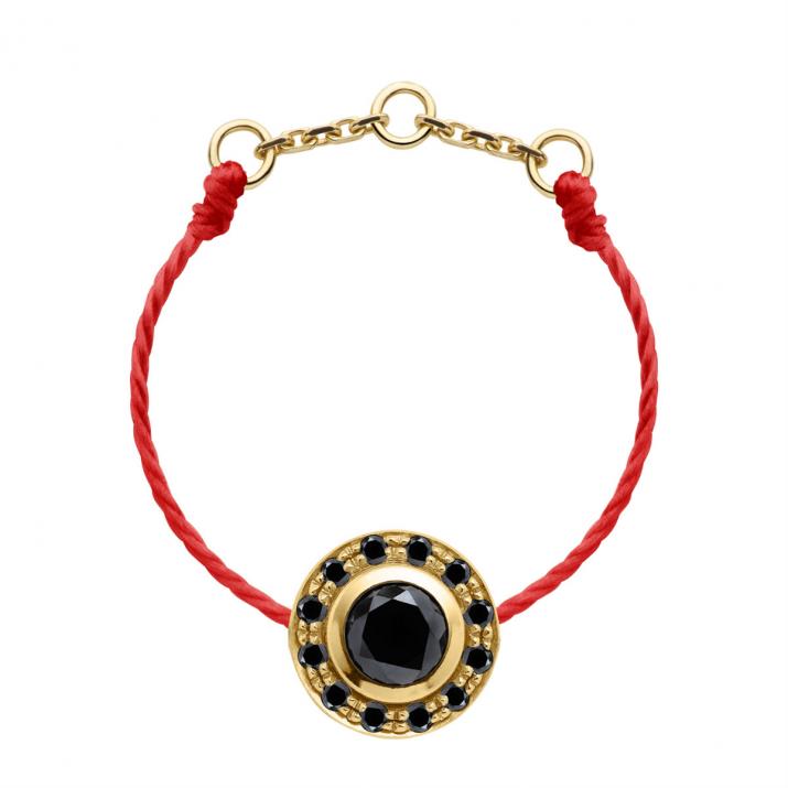 Bague fil avec diamants noirs 0.26 carat en serti clos or jaune - Redline