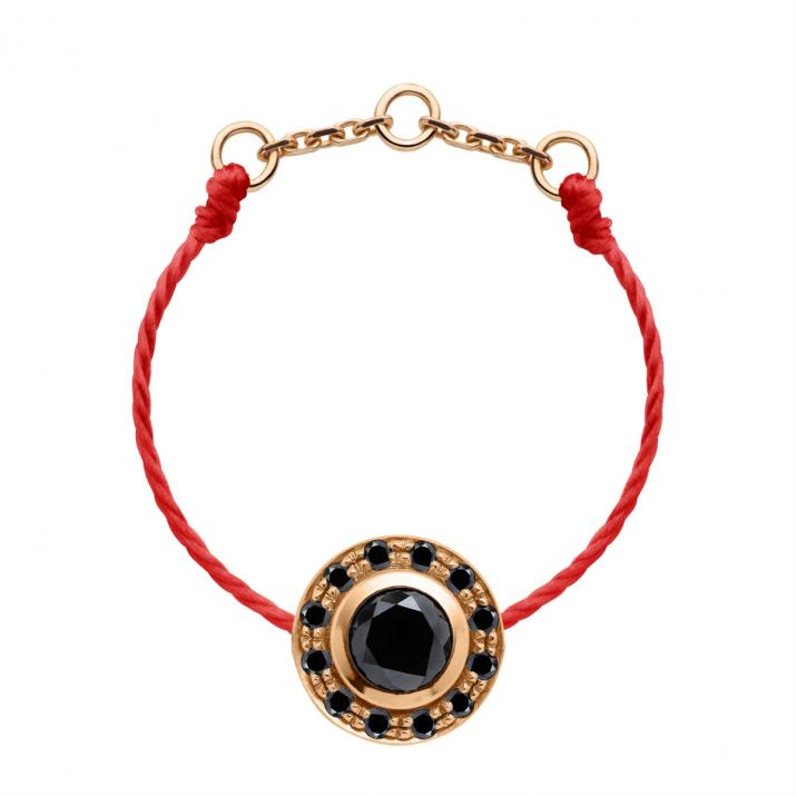 Bague fil avec diamants noirs 0.26 carat en serti clos or rose - Redline