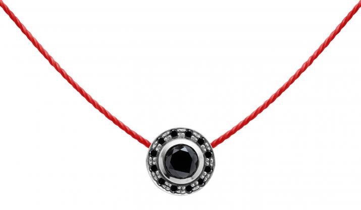 Collier fil avec diamants noirs 0.26 carat en serti clos or blanc - Redline
