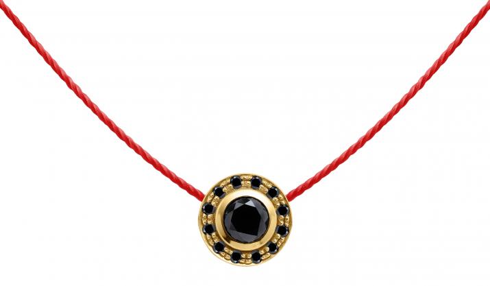 Collier fil avec diamants noirs 0.26 carat en serti clos or jaune - Redline