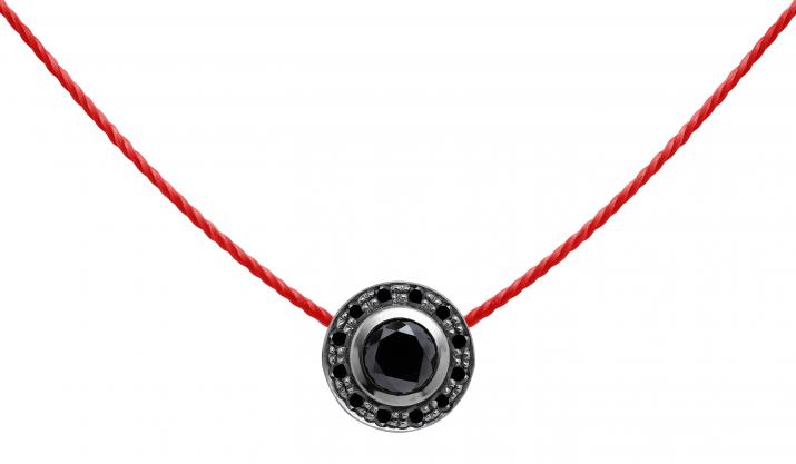 Collier fil avec diamants noirs 0.26 carat en serti clos or noir - Redline