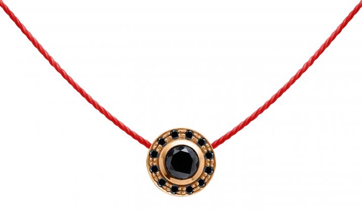 Collier fil avec diamants noirs 0.26 carat en serti clos or rose - Redline