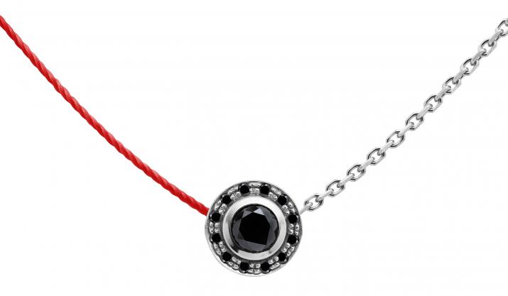 Collier fil et chaîne avec diamants noirs 0.26 carat en serti clos or blanc - Redline