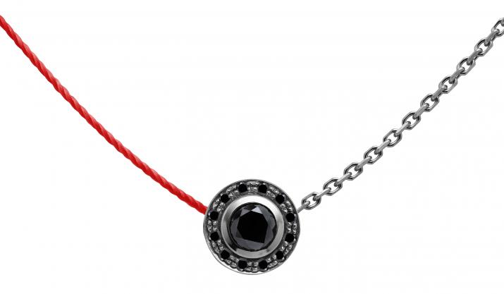 Collier fil et chaîne avec diamants noirs 0.26 carat en serti clos or noir - Redline