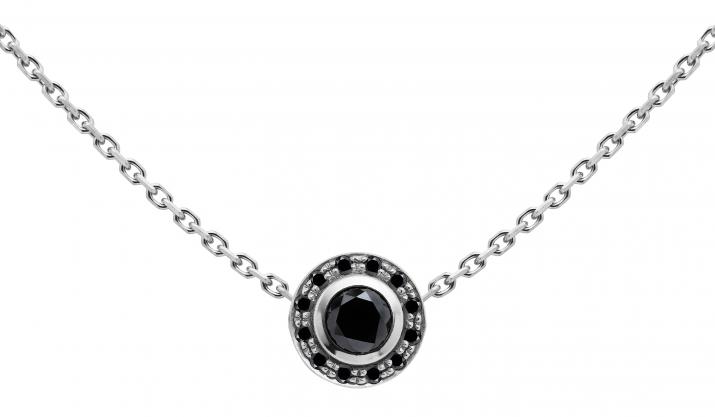 Collier chaîne avec diamants noirs 0.26 carat en serti clos or blanc - Redline