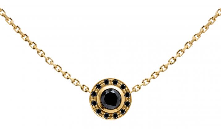 Collier chaîne avec diamants noirs 0.26 carat en serti clos or jaune - Redline