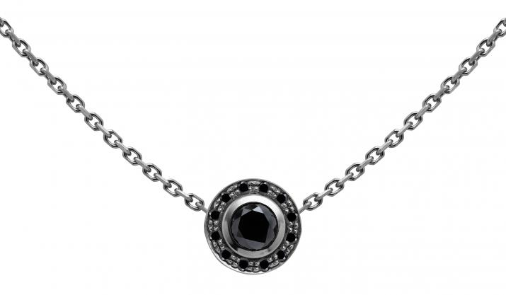 Collier chaîne avec diamants noirs 0.26 carat en serti clos or noir - Redline