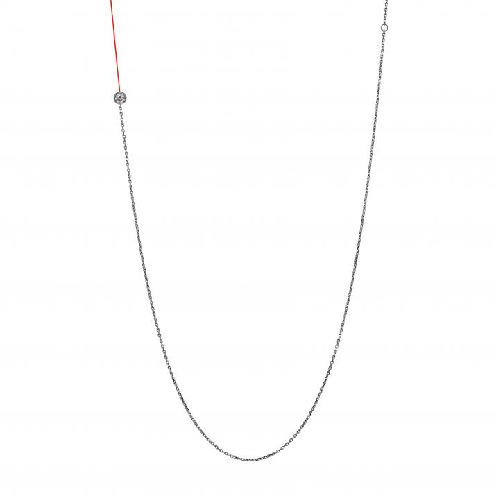 Collier sautoir fil et chaîne avec diamant 0.10 carat en serti clos or noir - Redline