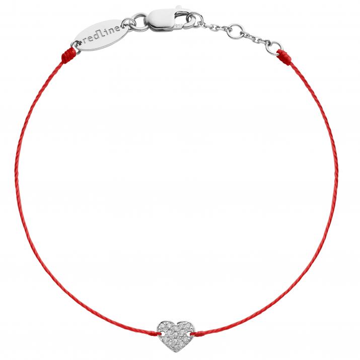 Bracelet enfant fil coeur or blanc pavé diamants - Redline
