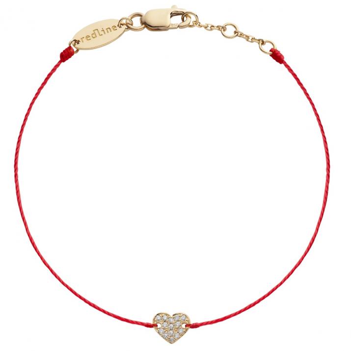 Bracelet enfant fil coeur or jaune pavé diamants - Redline