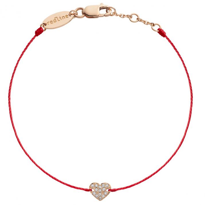 Bracelet enfant fil coeur or rose pavé diamants - Redline