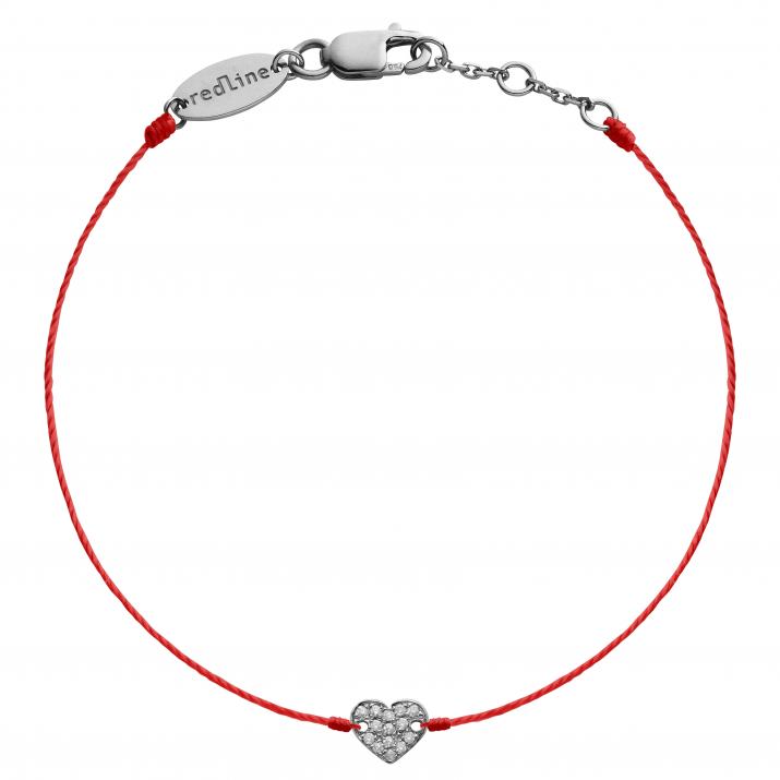 Bracelet fil coeur en or noir pavé diamant - Redline