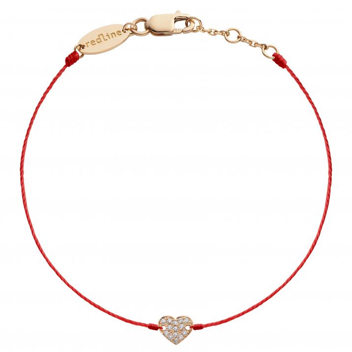 Bracelet fil coeur en or rose pavé diamant - Redline