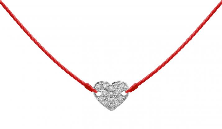 Collier fil Joli Coeur or blanc pavé diamant - Redline - 0++